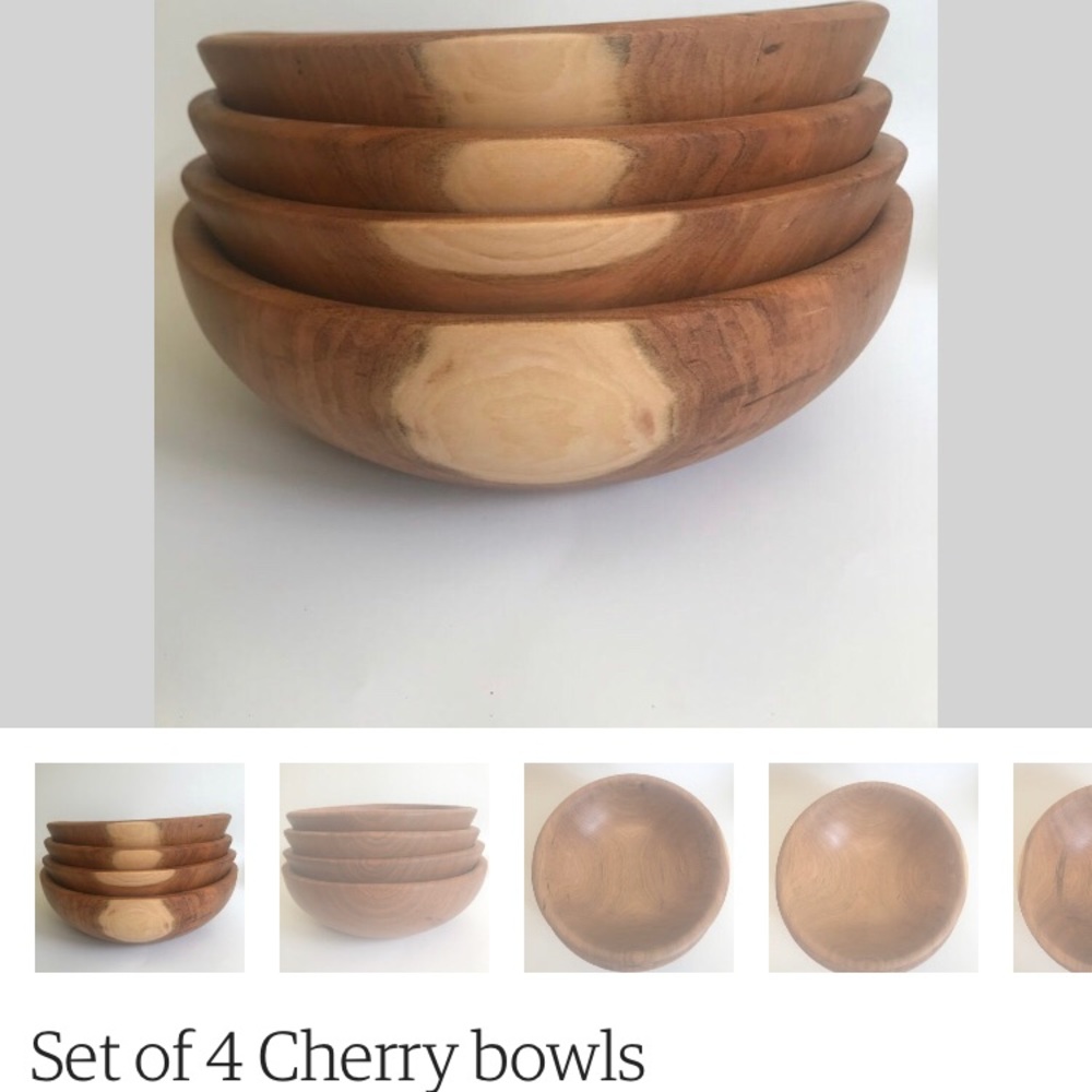 Set of 4 cherry wood bowls